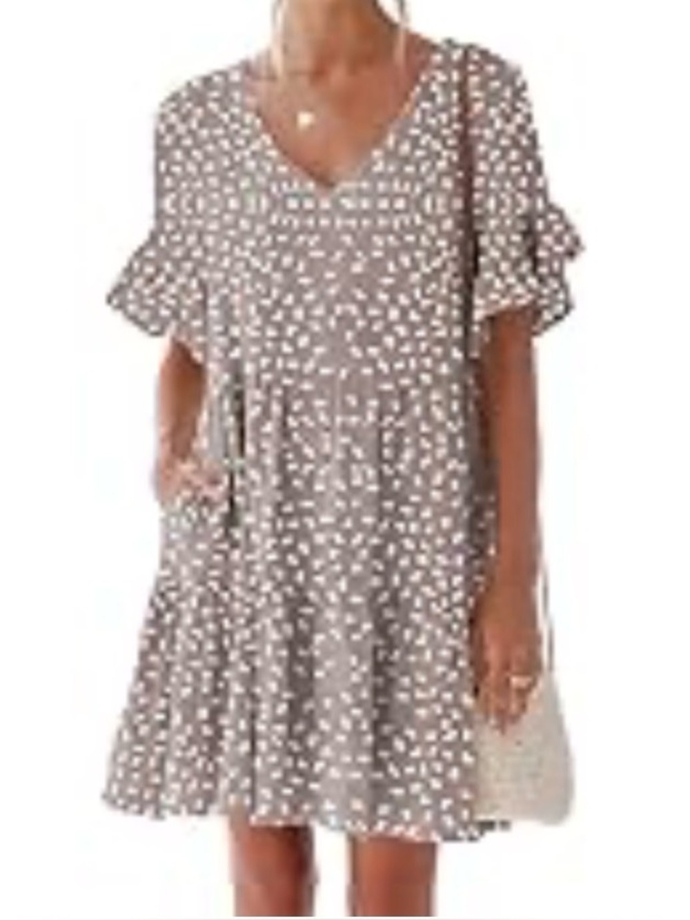 nclook  V Neck Short Sleeve Mini Dress with Pockets